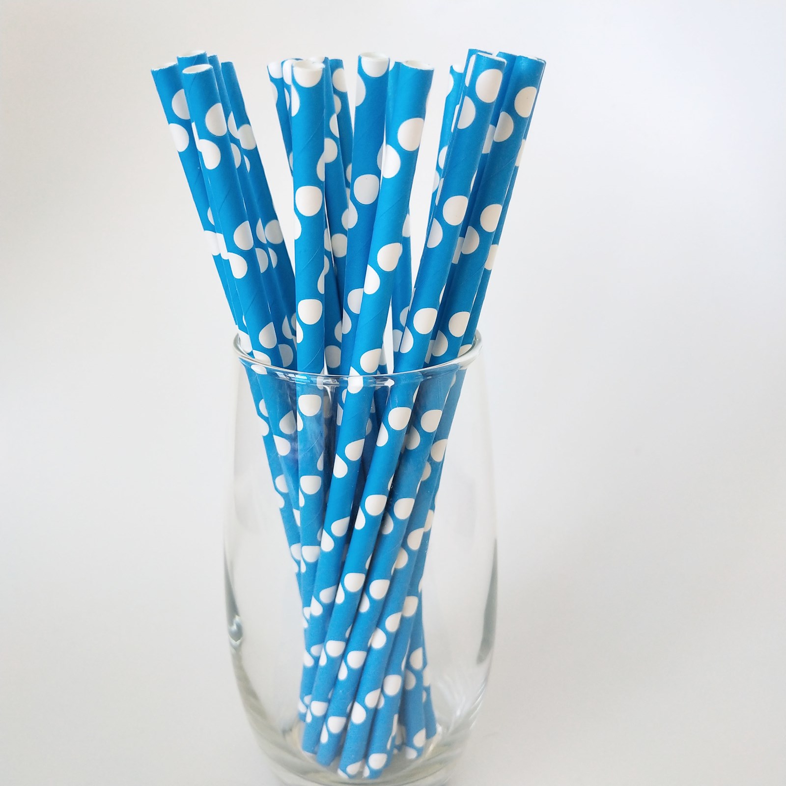 Blue Straws White Polker Dot Paper straws