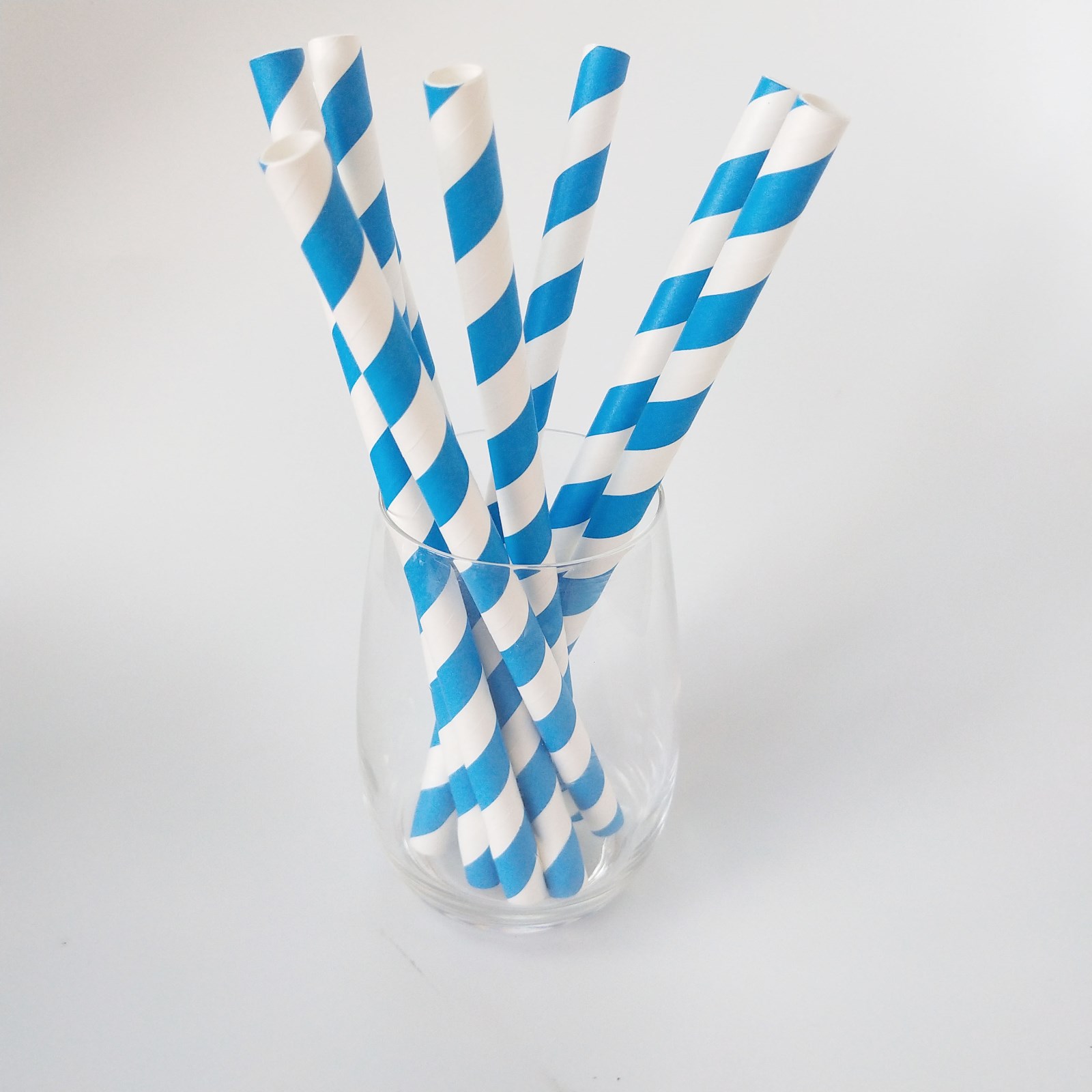 Bule Stripped Colossal Bubble Tea Paper Straws