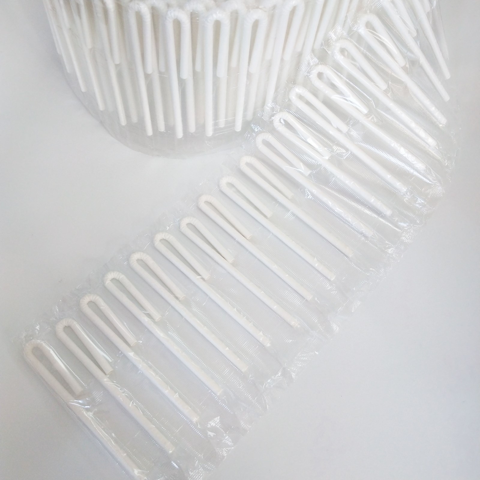 Flow Wrapped U Shaped Biodegradable Bendable Paper Straws