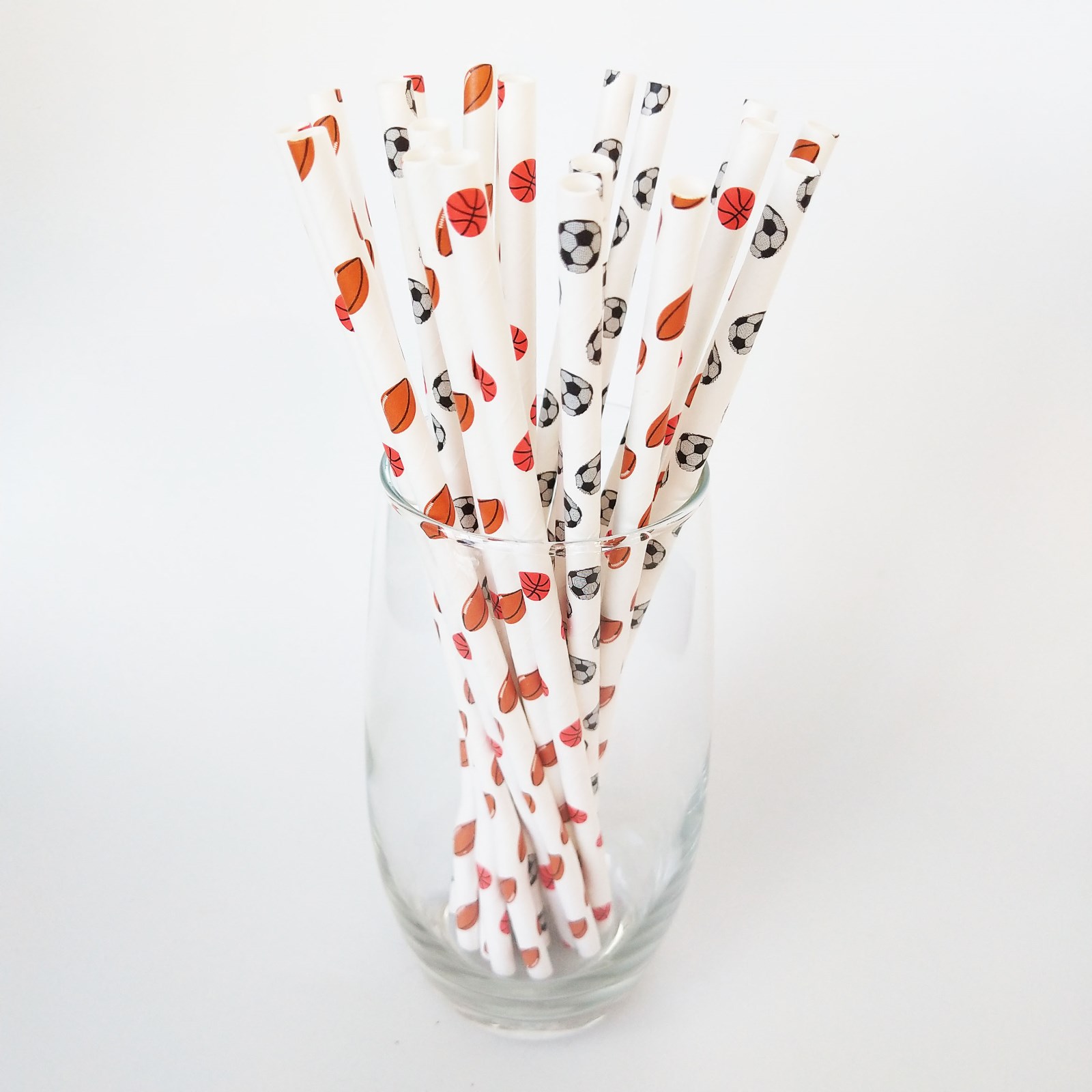 Mixed Sports Ball Paper Drinking Straws