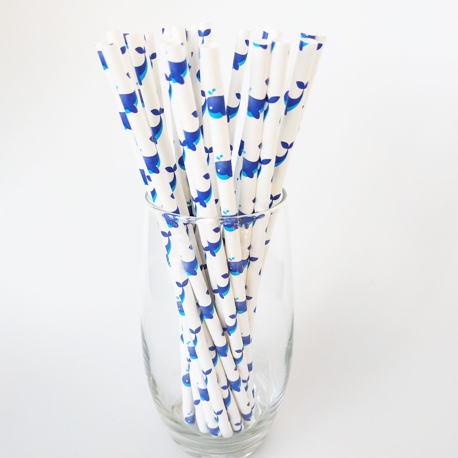 Custom Blue whale Print Paper Drinking Straws