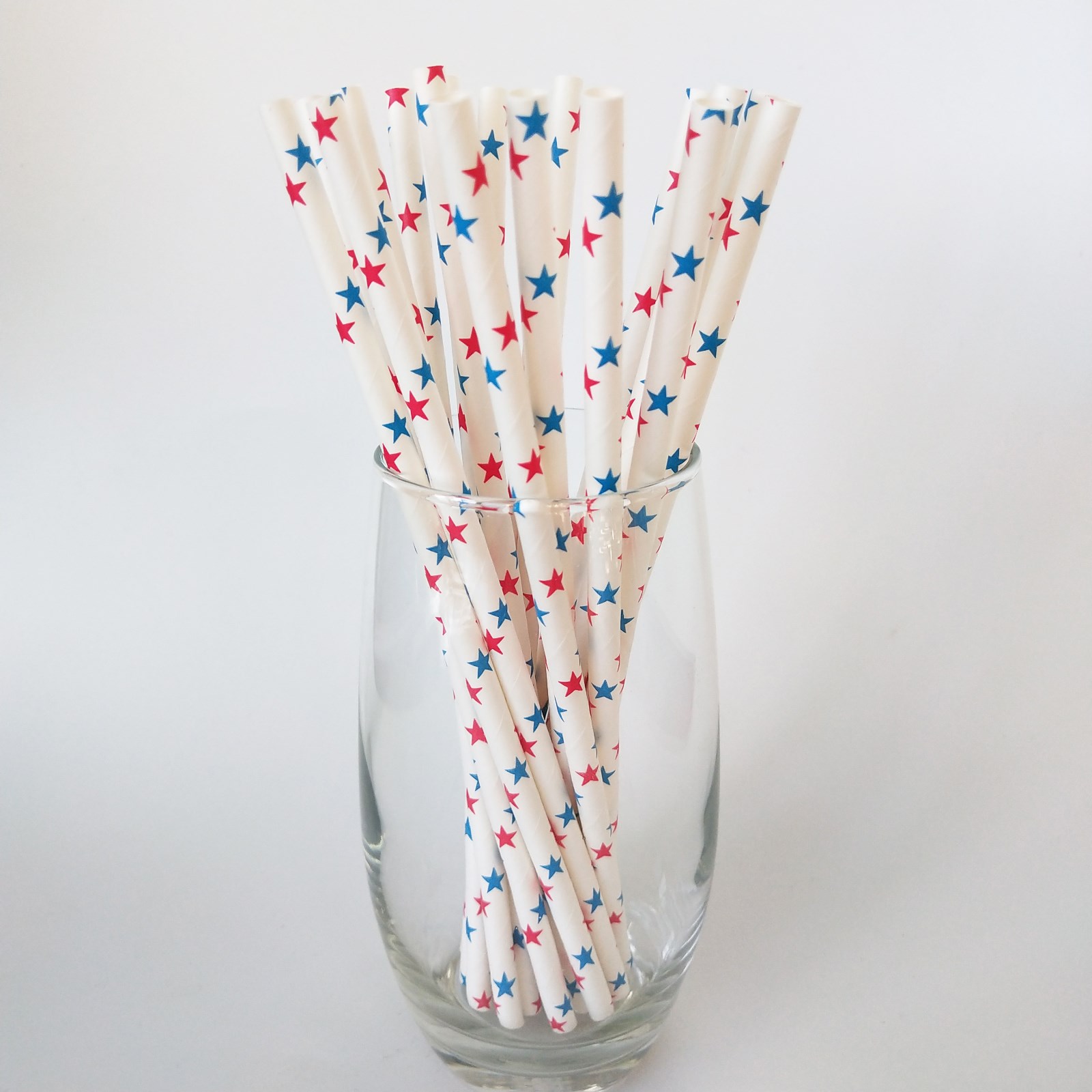 Red Blue Star Jumbo Paper Straws