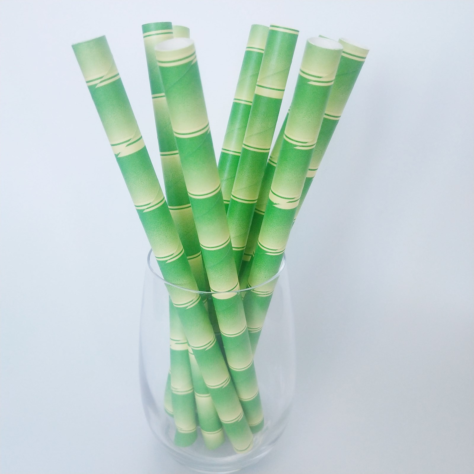 Green Bamboo Pattern Boba/Bubble Tea Paper Straws