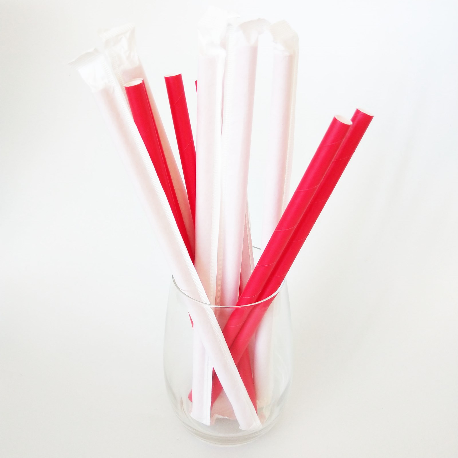 Red Color Individual Wrapped and Unwrapped Paper Straws